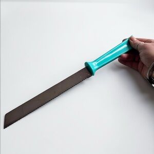 Vintage Regal Amatic Bread Knife Teal Handle USA